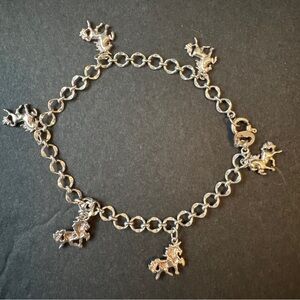 Sterling Silver Charm Bracelet with Unicorn Charms